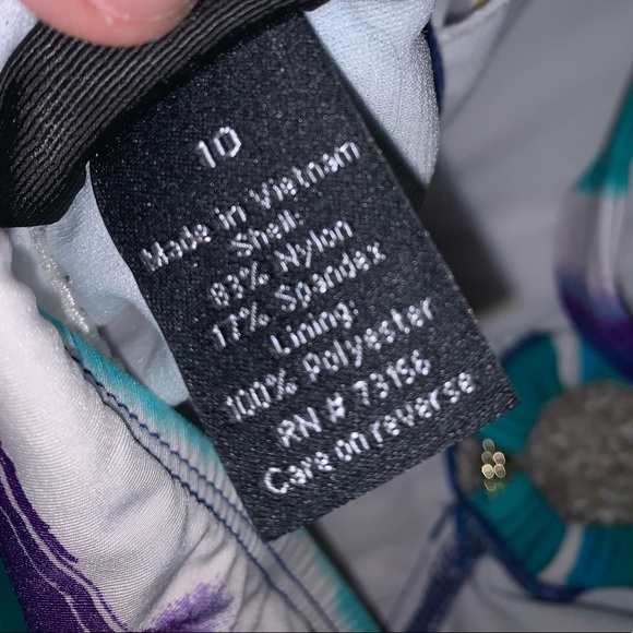 Apt 9 Nylon Green & Purple Swimsuit size 10 - Picture 13 of 13